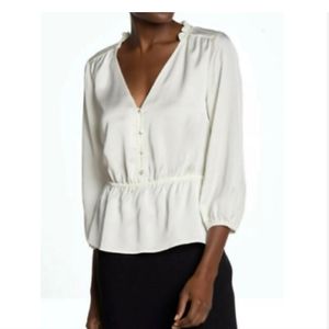 J Crew NEW Ivory White V Neck Button Top Peplum Blouse Size 10 NWT
